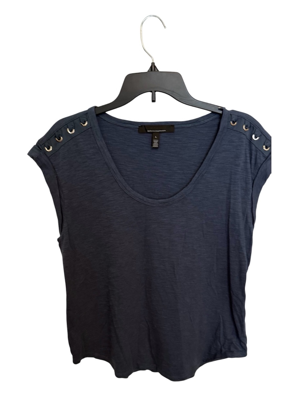 White House Black Market Navy Eyelet-Shoulder Tank